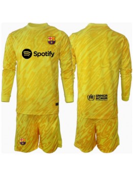 Billige Barcelona Keeper Hjemmedraktsett Barn 2024-25 Langermet (+ Korte bukser)